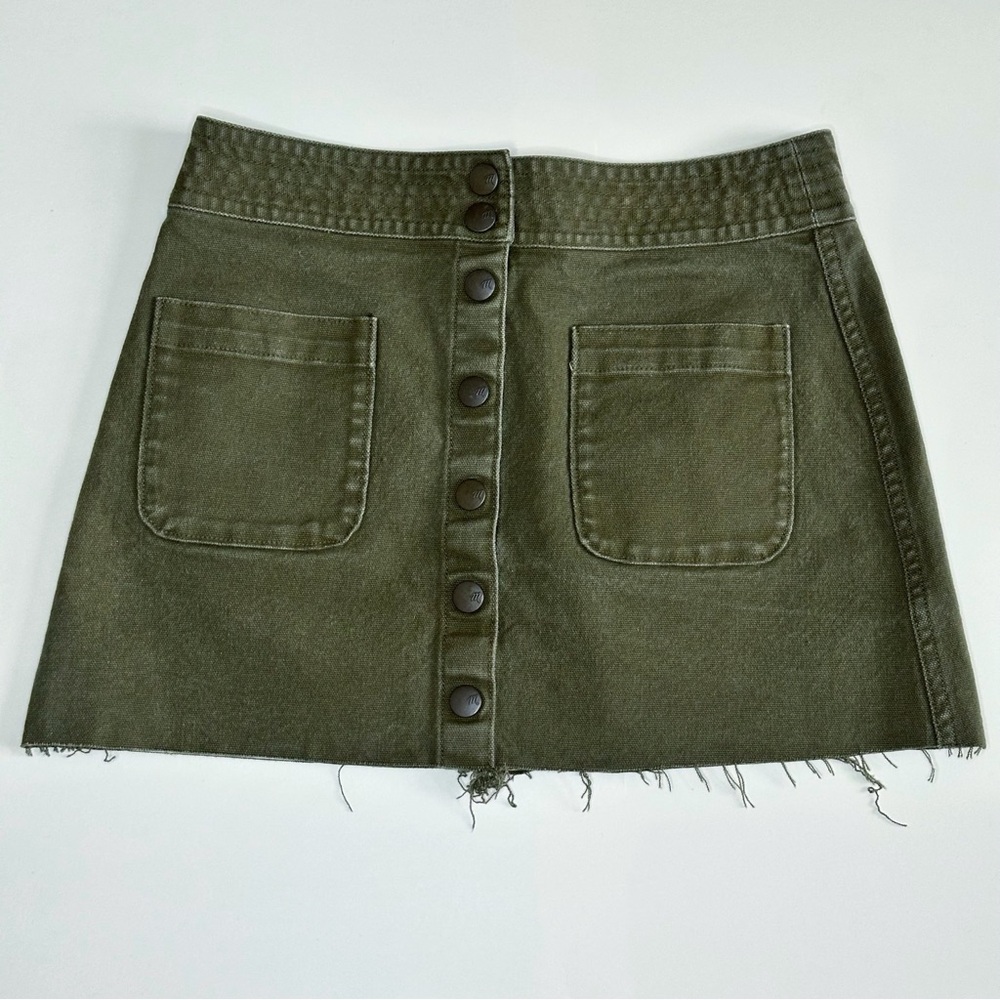 Madewell Olive Button-Front Mini Skirt